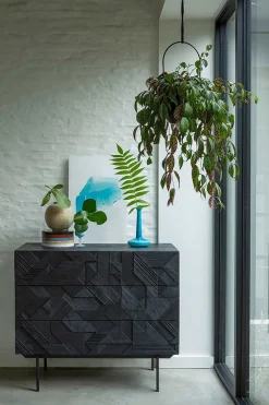 Anrichte Graphic Teak schwarz B 100 cm