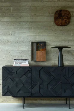 Anrichte Graphic Teak schwarz B 168 cm