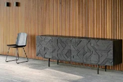 Anrichte Graphic Teak schwarz B 224 cm