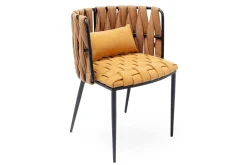 Armlehnstuhl Cheerio gelb Flechtoptik mit Kissen