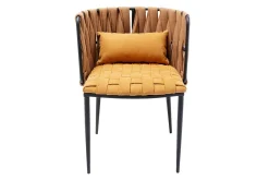 Armlehnstuhl Cheerio gelb Flechtoptik mit Kissen