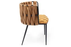 Armlehnstuhl Cheerio gelb Flechtoptik mit Kissen