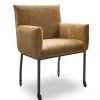 Armlehnstuhl Clyde Stoff gold Rollen