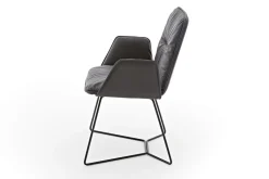 Armlehnstuhl Efendi Leder schwarz Metallgestell standard