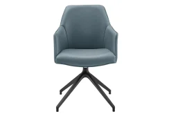 Armlehnstuhl Eliza Leder blaugrau drehbar