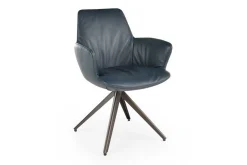 Armlehnstuhl mit Drehfunktion Leder blau