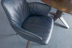 Armlehnstuhl mit Drehfunktion Leder blau