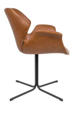 Armlehnstuhl Nikki Lederlook braun