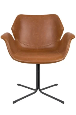 Armlehnstuhl Nikki Lederlook braun