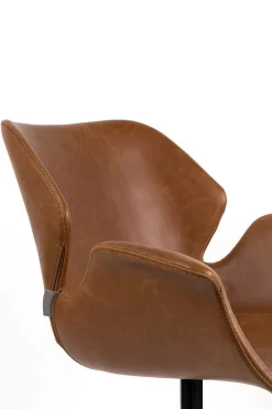 Armlehnstuhl Nikki Lederlook braun