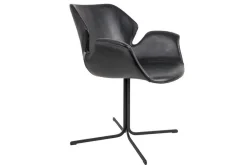 Armlehnstuhl Nikki Lederoptik schwarz
