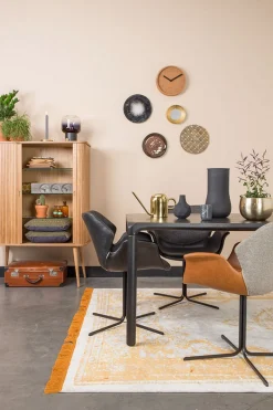 Armlehnstuhl Nikki Lederoptik schwarz