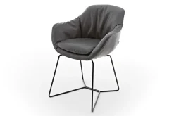 Armlehnstuhl Riley Leder anthrazit Metallgestell standard