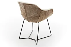 Armlehnstuhl Riley Ledermix latte Metallgestell standard