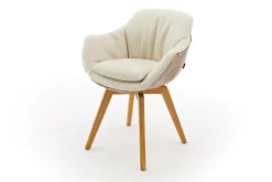 Armlehnstuhl Riley Ledermix latte Füße Eiche