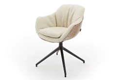 Armlehnstuhl Riley Ledermix latte Drehgestell Aluguss schwarz