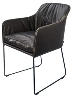Armlehnstuhl Youma Casual Leder schwarz
