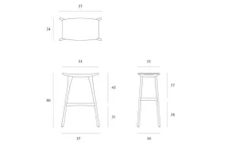 Barhocker Osso Eiche schwarz H 80 cm