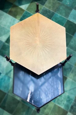 Beistelltisch Industrial Metall Marmor H 61cm