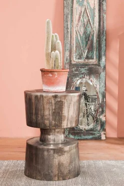 Beistelltisch Metall rund grau D 34 cm