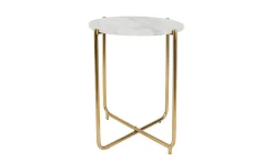 Beistelltisch rund Marmor weiss h 54 cm