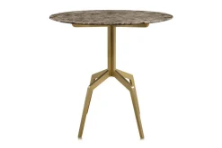 Bistrotisch Razor rund mit Marmorplatte braun 80