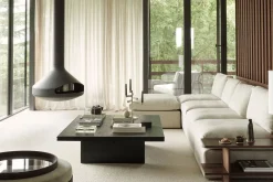 Couchtisch Grooves Teak schwarz B 140 cm