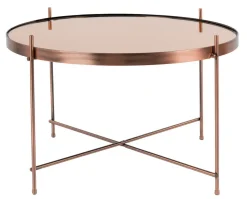 Couchtisch rund Metall Glas kupfer