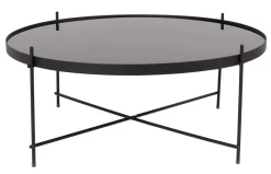 Couchtisch rund Metall Glas schwarz