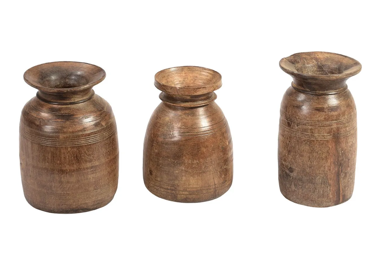 Dekovase Vintage Holz braun