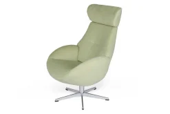 Designer Drehsessel mit Kopfstütze Stoff limette 360 ° drehbar B 79 T84 H 111 cm