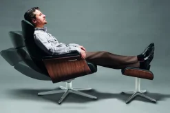 Designer Drehsessel Timeout Leder schwarz