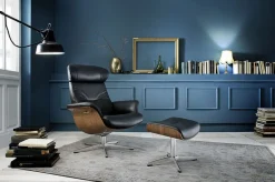 Designer Drehsessel Timeout Leder schwarz