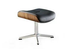 Designer Fusshocker Timeout Leder schwarz 38*51*39 cm