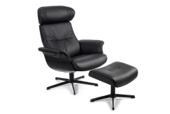 Drehsessel Conform Timeout aus Leder in schwarz ohne Hocker