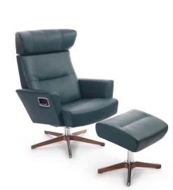 Drehsessel mit Kopfstütze Leder grün h 107 cm