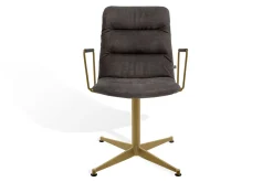 Drehstuhl Arva Light mit Arm Leder grau