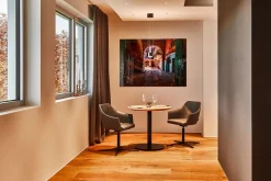 Drehstuhl W-Cube 3 mit Arm Leder grau