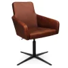 Drehstuhl W-Cube 1 mit Arm Leder braun