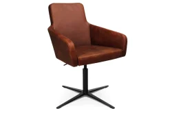 Drehstuhl W-Cube 1 mit Arm Leder braun