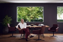 Drehstuhl W-Cube 1 mit Arm Leder braun