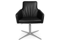 Drehstuhl W-Cube 1CL mit Arm Leder schwarz,