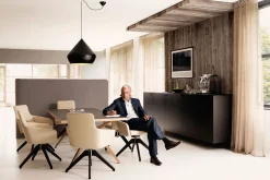 Drehstuhl W-Cube 1CL mit Arm Leder creme