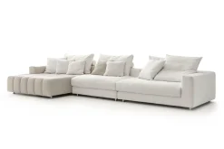 Ecksofa Bella Leder und Stoff beige