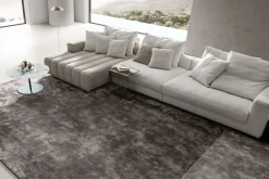 Ecksofa Bella Leder und Stoff beige