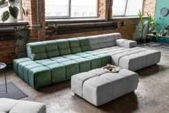 Ecksofa Cube Stoff dunkelgrün grau