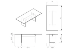 Esstisch Raw 90 Nussbaum Stahlwangen ab 160 cm konfigurierbar