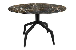 Esstisch Razor rund mit Marmorplatte schwarz-braun 120