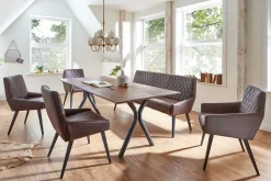 Esszimmerstuhl Leder Rautensteppung braun