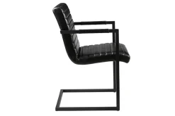 Freischwinger Oxford Leder schwarz